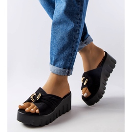 Goodin Pantofole con zeppa nere da donna Laura nero 1