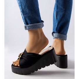 Goodin Pantofole con zeppa nere da donna Laura nero 2