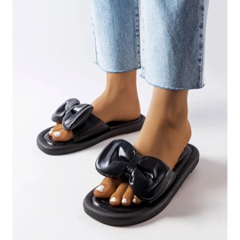 Pantofole nere con fiocco di Lende nero 1