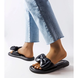 Pantofole nere con fiocco di Lende nero 2