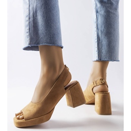 Sandali a blocchi in velluto Karino beige 2