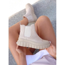 Stivaletti Chelsea sportivi da donna di colore beige chiaro 2