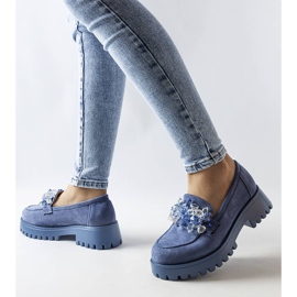 Scarpa in eco camoscio blu con cristalli Lilja 1