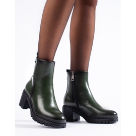 Stivaletti da donna con tacco alto verde scuro Vinceza 1
