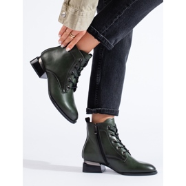 Stivali piatti stringati verde scuro di Vinceza 1