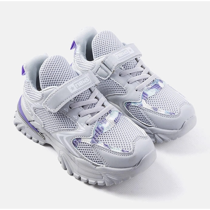 Sneakers grigie per bambini con velcro di Robillard grigio 1