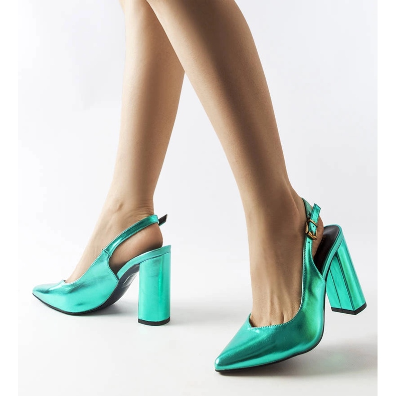 Décolleté verdi con tacco aperto di Wechsler verde 1