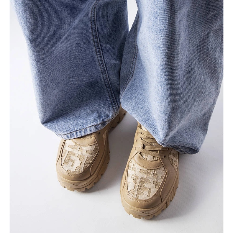 Chunky sneakers beige scuro 1