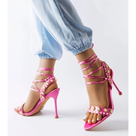 Sandali rosa decorati con perle Grange 1