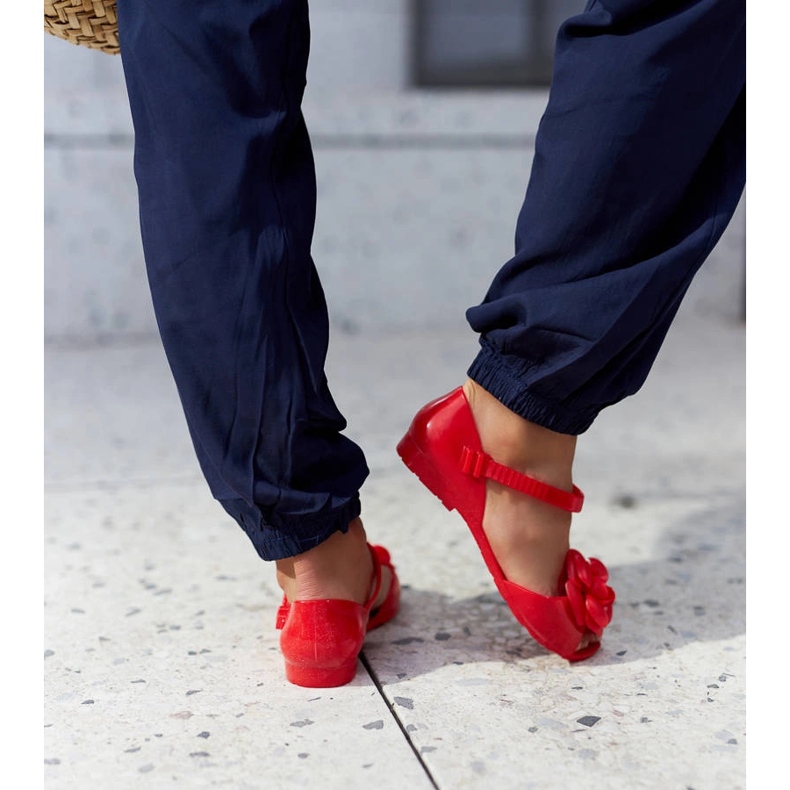 Ballerine rosse con fiore rosso 1