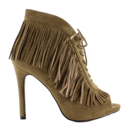 Stivali stringati aperti, stile boho 11015 Verde 1