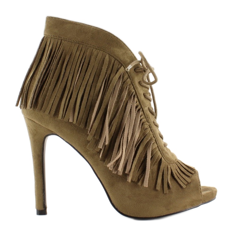 Stivali stringati aperti, stile boho 11015 Verde 1