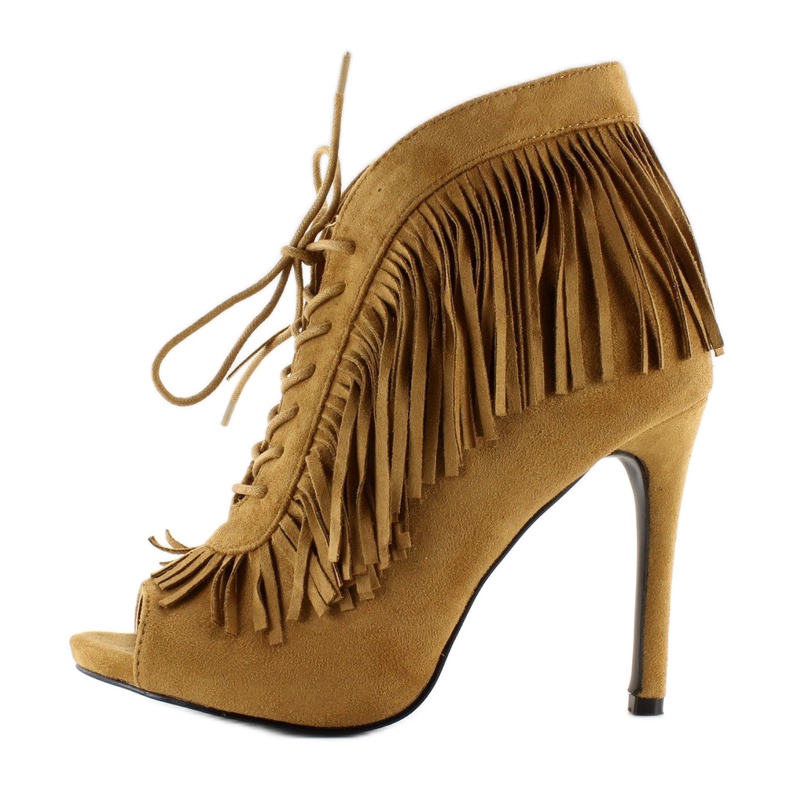 Stivali stringati aperti, stile boho 11015 Camel multicolore 1