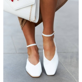 Lazzaro ballerine bianche con tacco aperto bianco 2