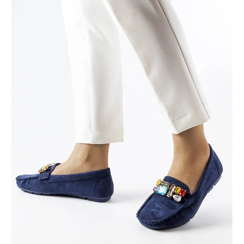 Mocassini blu navy con soletta in pelle di Bertrand 1