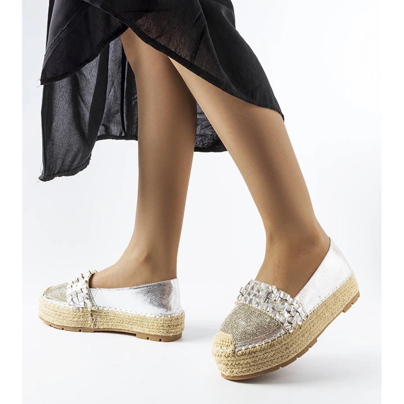 Espadrillas in argento con zirconi di Lauro 1