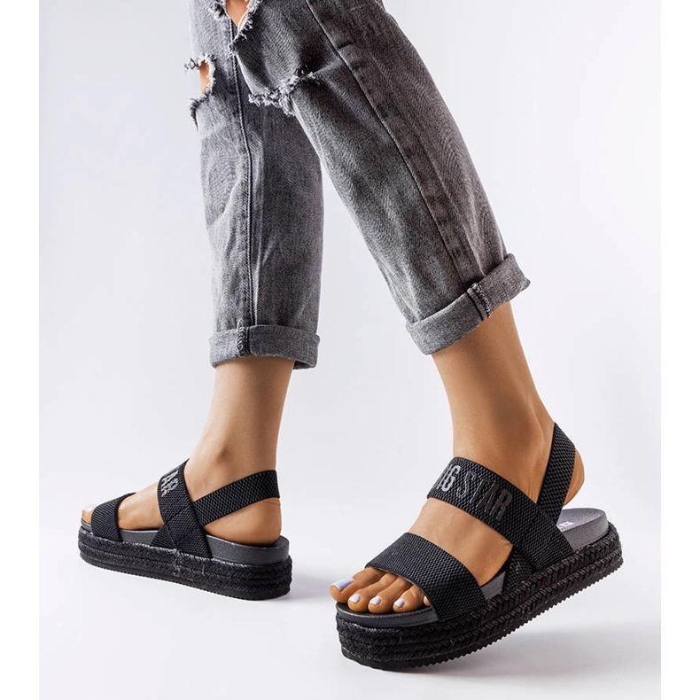 Sandali con plateau neri di Big Star LL274856 nero 1