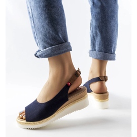 Sandali con zeppa blu navy Big Star JJ276046 1