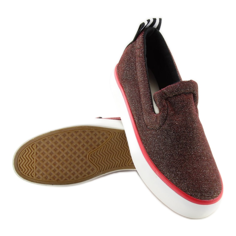 Slip-on iridescente con cinturino sul tallone W-3004 Rosso 1