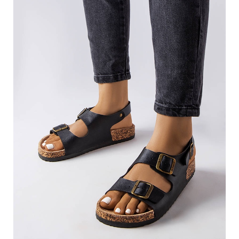 Sandali in sughero nero con fibbie di Lee Cooper LCW-22-35-1163L 1