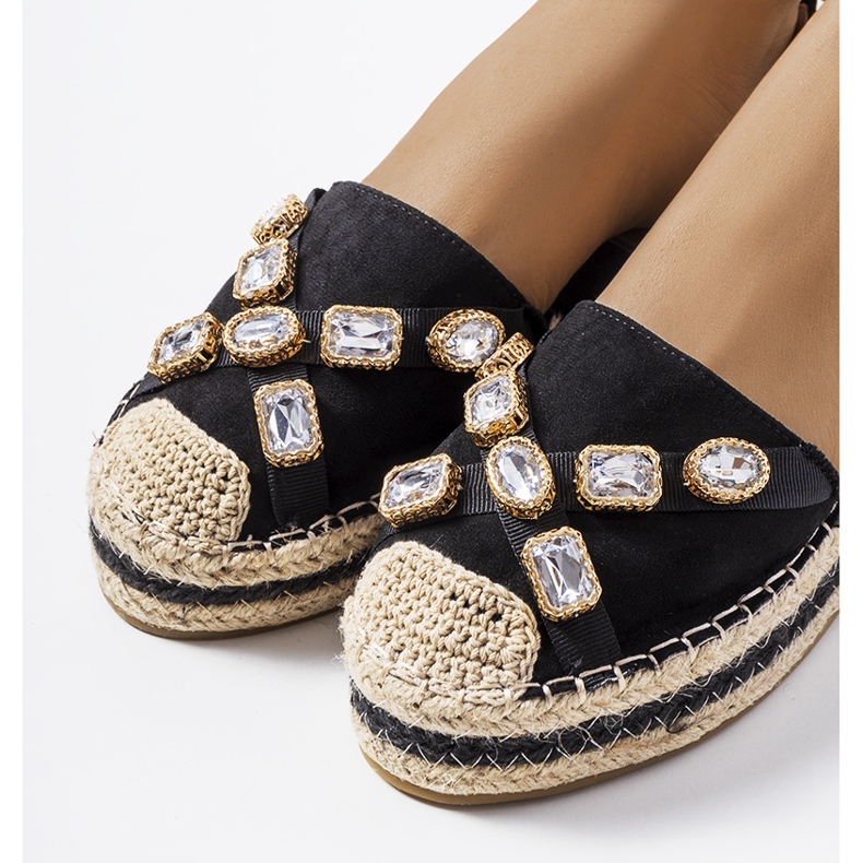 Espadrillas nere con zirconi Taimi nero 2