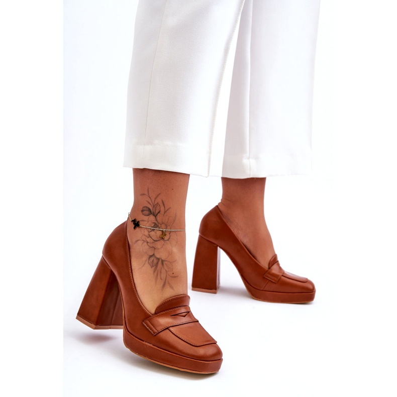 Sweet Shoes Décolleté Alisa con tacco alto color cammello marrone 4