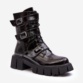 Stivali da lavoro da donna in vernice nera S.Barski MR870-61 nero 1