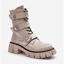 Stivali Worker da Donna Vernice Grigio Chiaro S.Barski MR870-61 1