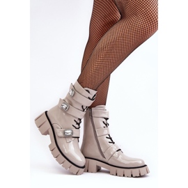 Stivali Worker da Donna Vernice Grigio Chiaro S.Barski MR870-61 2
