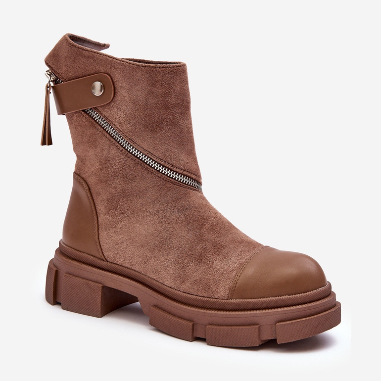 PS1 Stivaletti in pelle scamosciata da donna alla moda, beige scuro, Kandell 1
