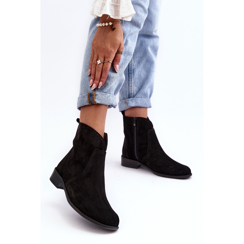 Stivali da Donna in Camoscio Con Cerniera Nero Nicole 2829 2