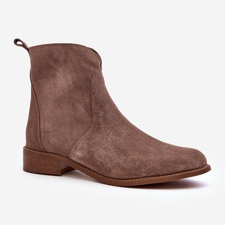 Stivaletti da Donna in Camoscio con Cerniera, Beige Scuro Nicole 2829 1
