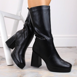 Stivali da donna con tacco alto e fascia elastica, isolanti neri Jezzi RMR2288-5 nero 1