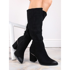 Stivali da cowboy isolanti da donna in pelle scamosciata, neri Potocki SZ12247 nero 1