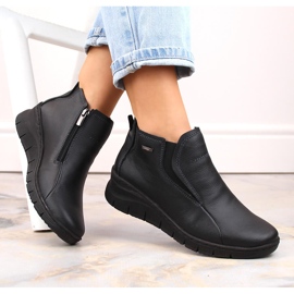 Comodi stivali con zeppa in pelle da donna isolanti, Helios 552 neri nero 1