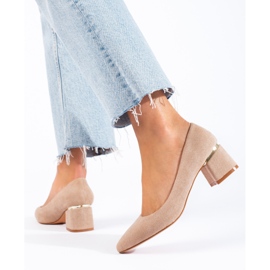 Goodin Décolleté eleganti in pelle scamosciata beige 2