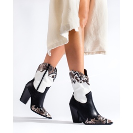 Stivali da cowboy Shelovet da donna in bianco e nero 1