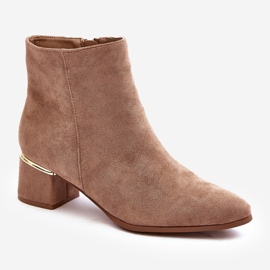 PE1 Stivali da Donna con Tacco Alto in Camoscio Beige Mebassa 1