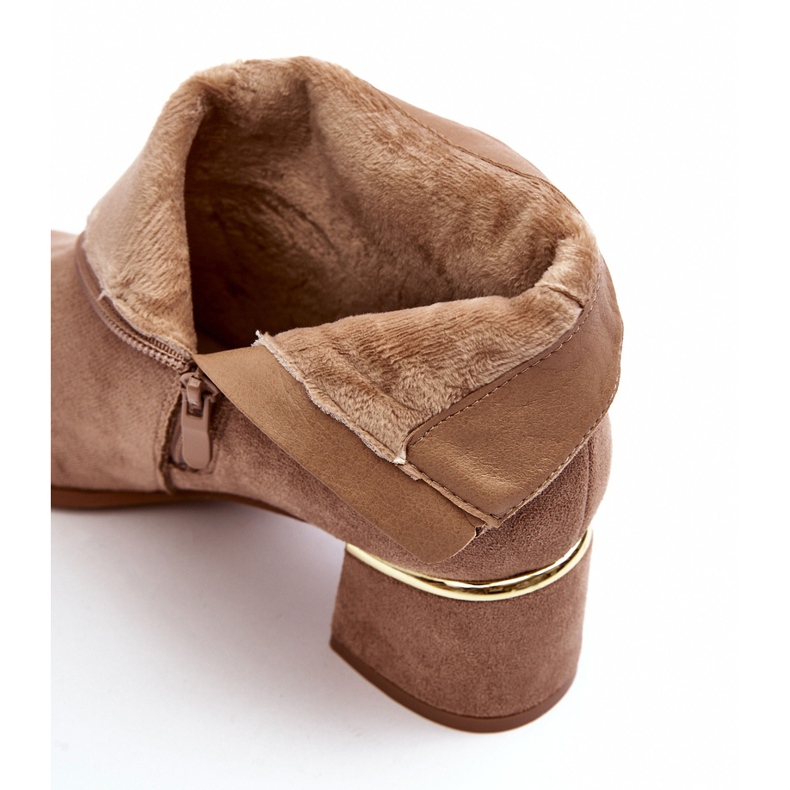 PE1 Stivali da Donna con Tacco Alto in Camoscio Beige Mebassa 2