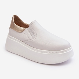 Scarpe Sportive da Donna in Pelle con Plateau, Bianco Lemar Manish bianca 1