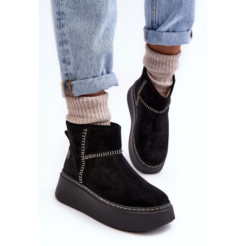 Stivali da neve in pelle scamosciata da donna Maciejka 06257-01 Neri nero 1