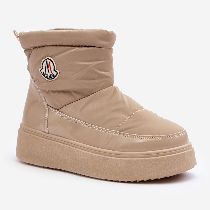 Stivali da neve slip-on da donna Gattea beige su piattaforma 1