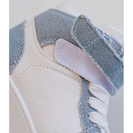 Scarpe sportive da bambino in jeans blu e bianche Milara 1