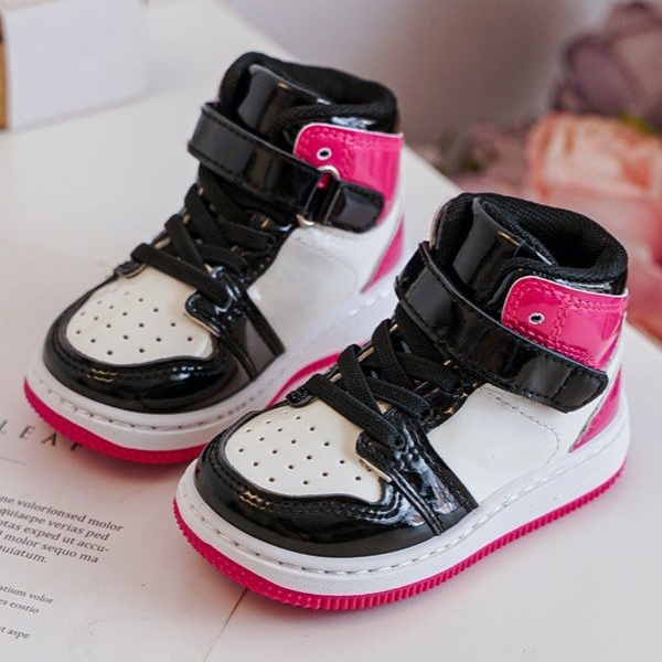Scarpe sportive da bambino in vernice rosa e bianca Milara 2