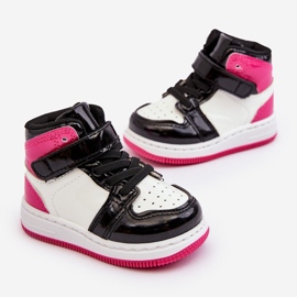 Scarpe sportive da bambino in vernice rosa e bianca Milara 1