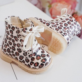 Stivaletti per bambini isolati con cerniera, Dolida beige e marrone 2