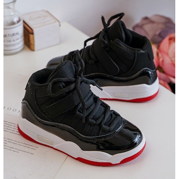 Scarpe stringate sportive per bambini Nere e rosse Darina nero 2