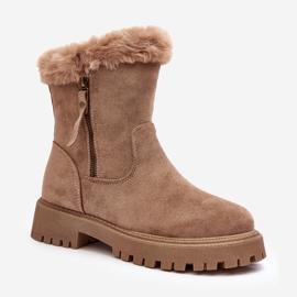 PE1 Stivaletti Da Donna In Camoscio Con Pelliccia, Hasiva Beige 1