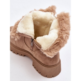 PE1 Stivaletti Da Donna In Camoscio Con Pelliccia, Hasiva Beige 2