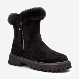 PE1 Stivaletti Da Donna In Camoscio Con Pelliccia, Colore Nero Hasiva 1
